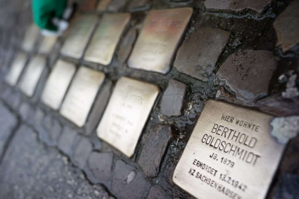 Stolpersteine in Berlin on the street