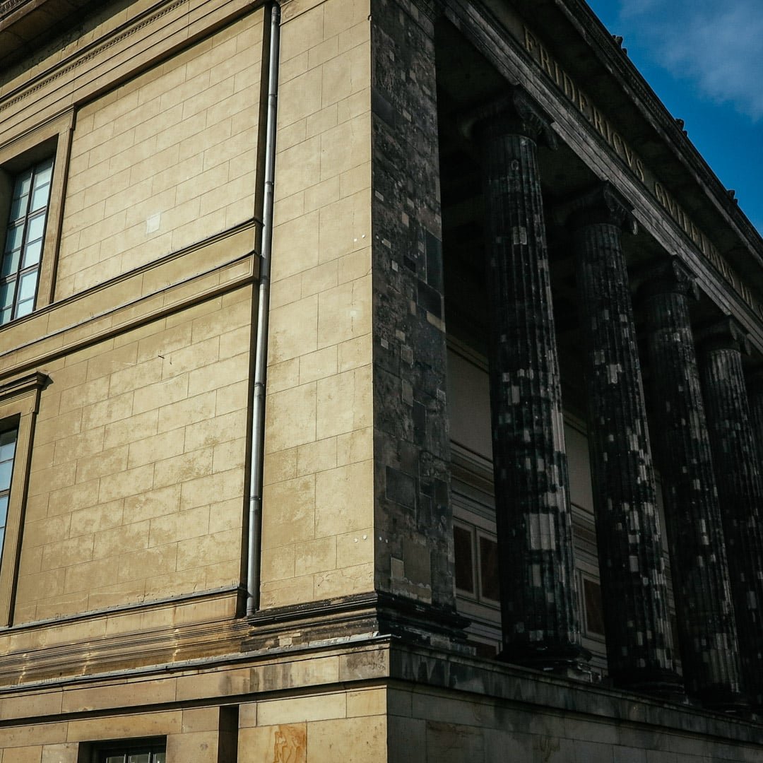 The Altes Museum and damage to the facade of the building