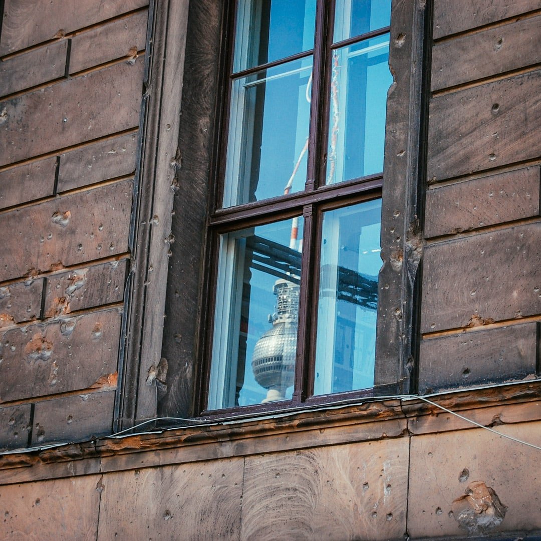 War damage on am Kupfergraben from the Battle of Berlin